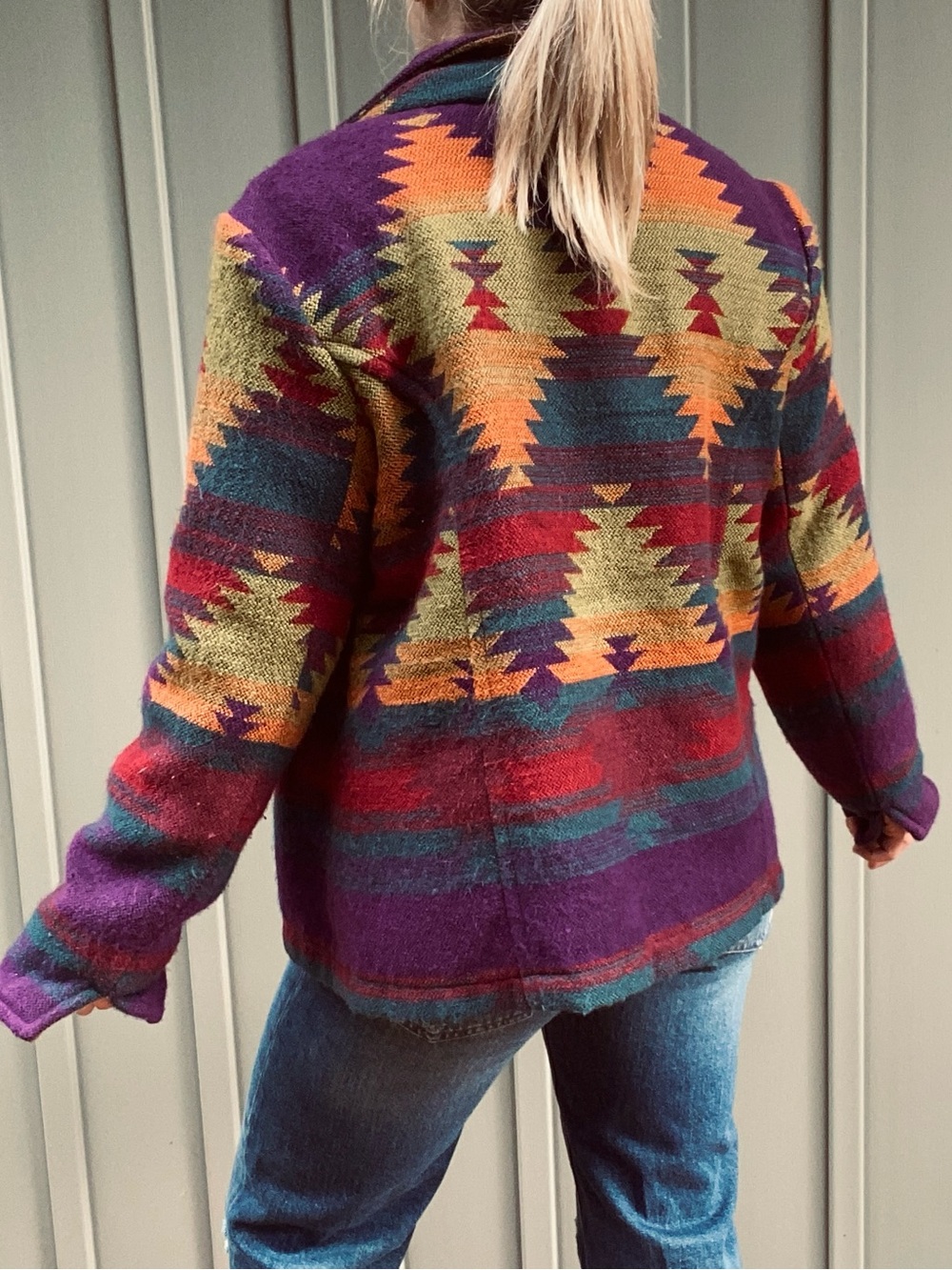 COLDWATER CREEK southwestern aztec print sweater blazer jacket size large - Picture 4 of 14